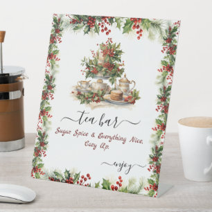 Christmas Bridal Shower Tea party Bar Pedestal Sign