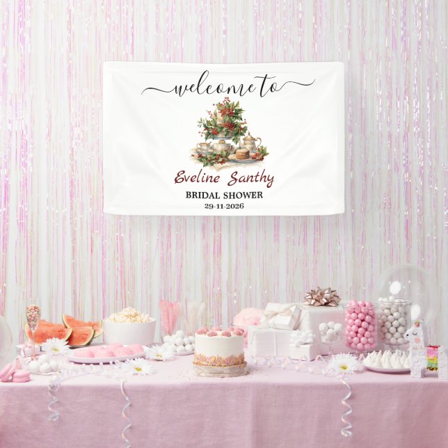 Christmas Bridal Shower Tea Party Welcome  Banner (Party)