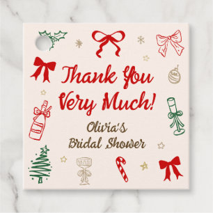 Christmas Bridal Shower Thank You Favor Tags