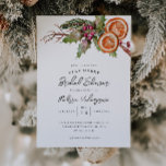 Christmas Bridal Shower | Winter Botanical Invitation<br><div class="desc">Rustic Christmas theme bridal shower invitation card featuring watercolor illustration of winter botanicals including,  mistletoe,  pine tree branch,  berries,  orange,  etc.</div>