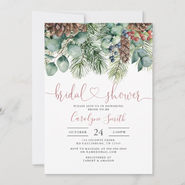 Christmas Bridal Shower, Winter Bridal Shower Invitation (Front)