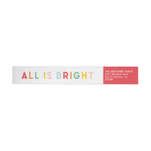 Christmas bright fun colorful modern red wrap around label