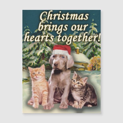 Christmas Brings Our Hearts Together Puppy Kitten