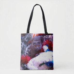Christmas British blue cat Tote Bag