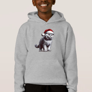 Christmas British shorthair Cat, Xmas Santa Kitten Hoodie
