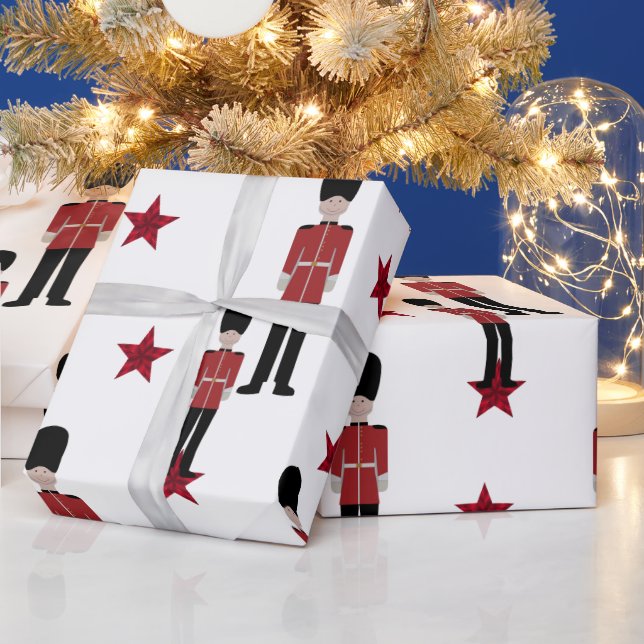 Christmas British Toy Soldiers Stars Wrapping Paper (Holidays)