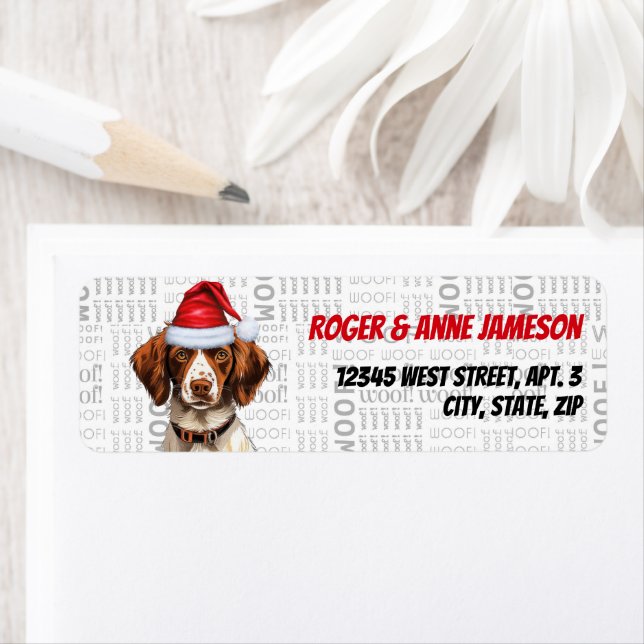 Christmas Brittany Spaniel Dog Holiday Address Label (Insitu)