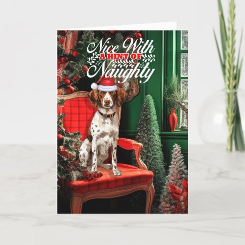 Christmas Brittany Spaniel Dog Naughty or Nice Holiday Card