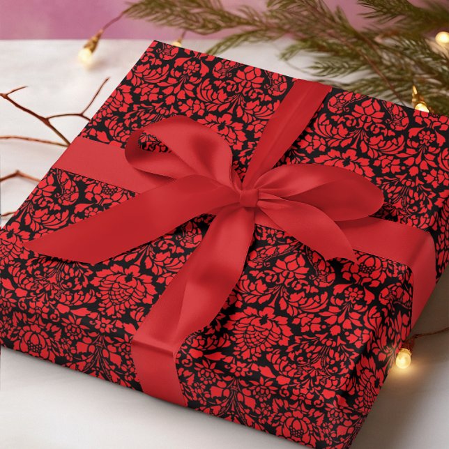 Christmas Brocade Dark Red Wrapping Paper (Creator Uploaded)
