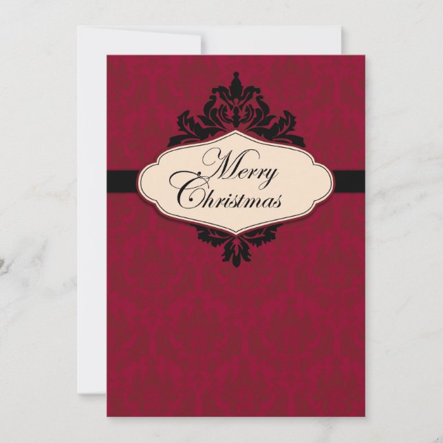Christmas Brocade Red Invitation Card (Front)