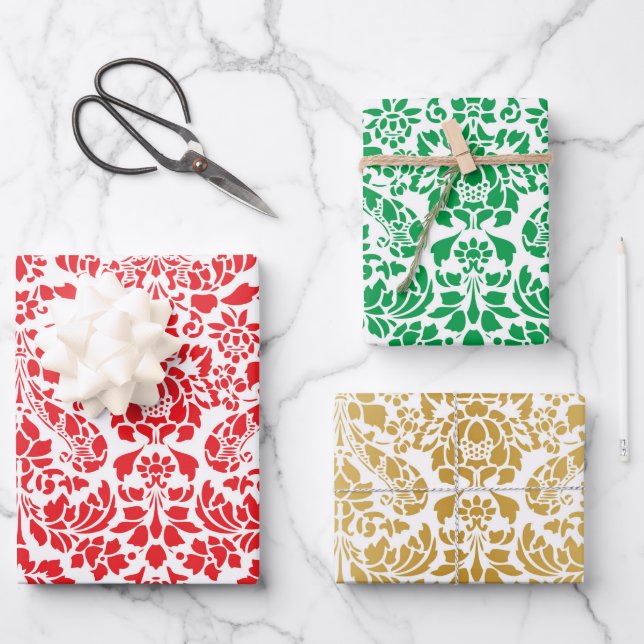 Christmas Brocade Trio Wrapping Paper Sheets (Front)