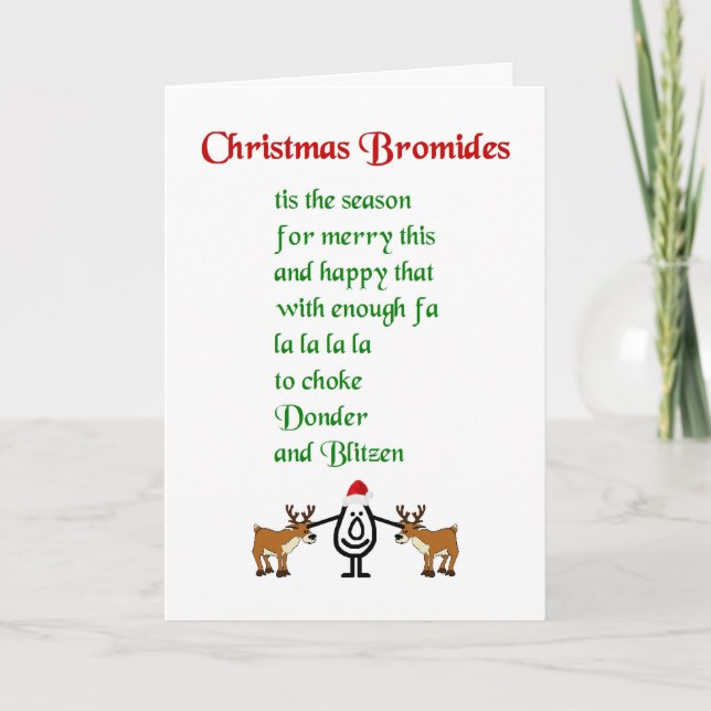 Christmas Bromides - a funny Christmas poem Holiday Card (Front)