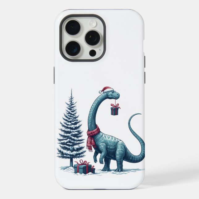 Christmas Brontosaurus dinosaur iPhone Case (Back)