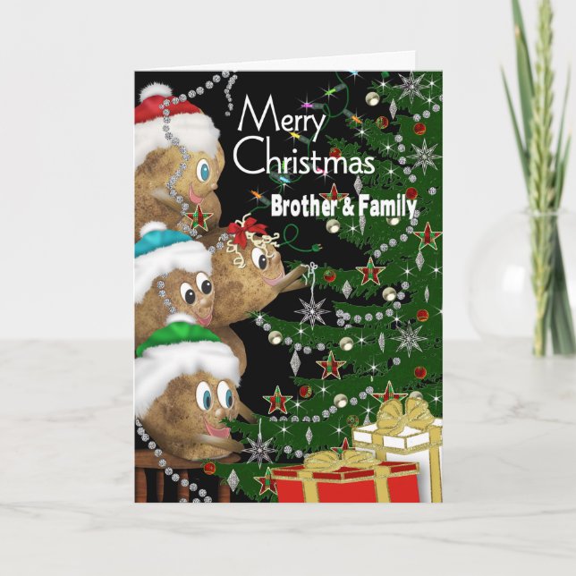 CHRISTMAS - Brother & Family - POTATO FAMILY Holiday Card (Front)