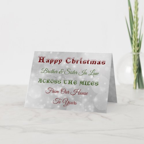 Christmas Brother  Sister In Law Across the miles Card