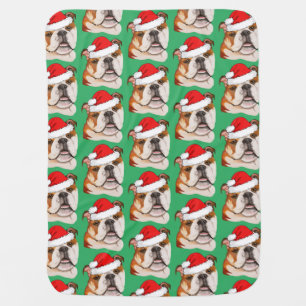 Christmas Brown Art English Bulldog Wigglebutt Baby Blanket