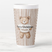 Christmas Brown Cream Teddy Bear Stripes
