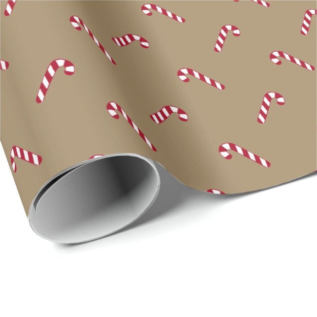 Christmas brown kraft rustic candy cane pattern wrapping paper (Roll Corner)