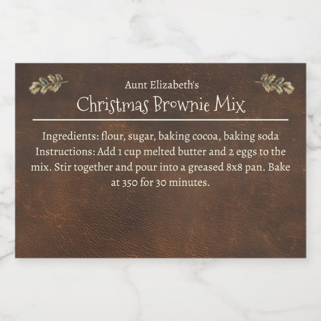 Christmas Brownie Baking Mix Personalized Food Label (Single Label)