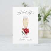 Christmas Brunch and Bubbly Bridal Shower Thank You Card (Standing Front)