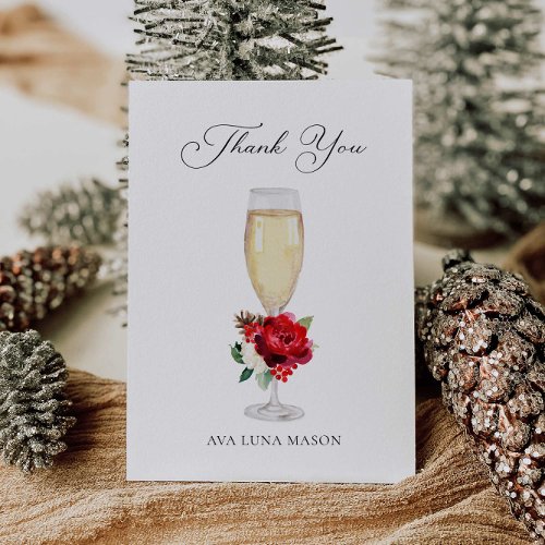 Christmas Brunch and Bubbly Bridal Shower Thank You Card