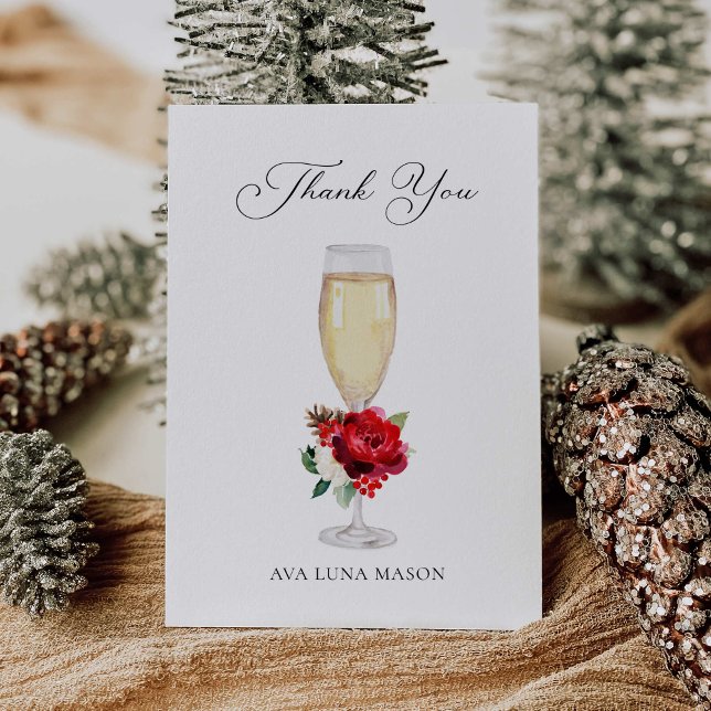Christmas Brunch and Bubbly Bridal Shower Thank You Card