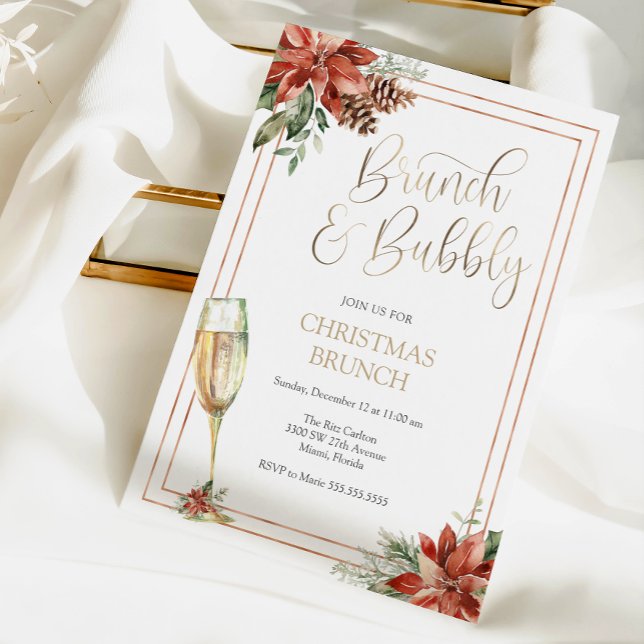 Christmas Brunch and Bubbly Champagne Invitation (Creator Uploaded)