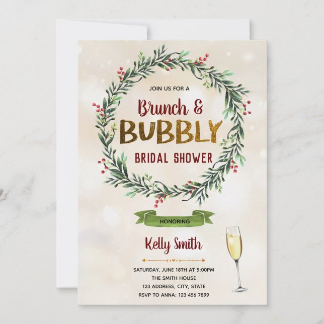 Christmas brunch and bubbly party invitation (Front)