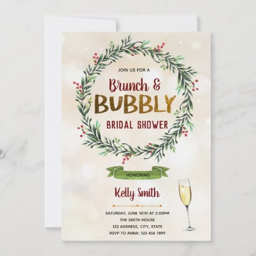 Christmas brunch and bubbly party invitation