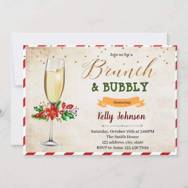 Christmas brunch and bubbly party invitation (Front)