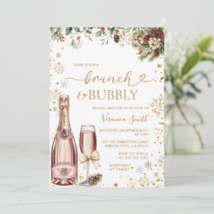 Christmas Brunch & Bubbly Champagne Bridal Shower  Invitation
