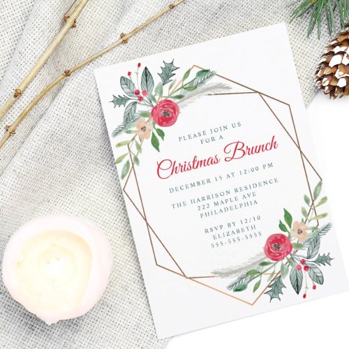 Christmas Brunch Winter Greenery Party Invitation