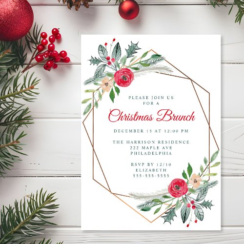 Christmas Brunch Winter Greenery Party Invitation