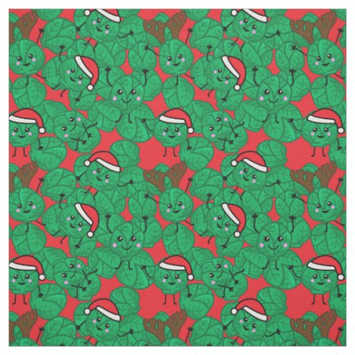 Christmas Brussel Sprouts Cute Food Patterned Fabric