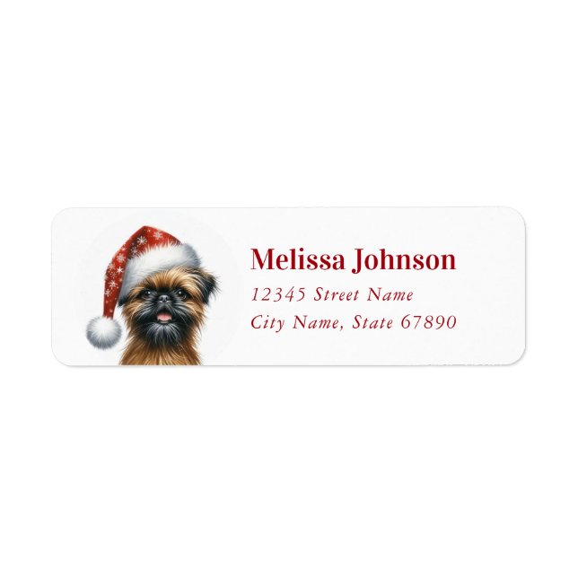 Christmas Brussels Griffon Return Address Label (Front)
