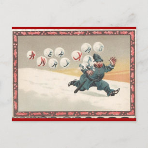 Christmas Bubbles Chase a Policeman Postcard
