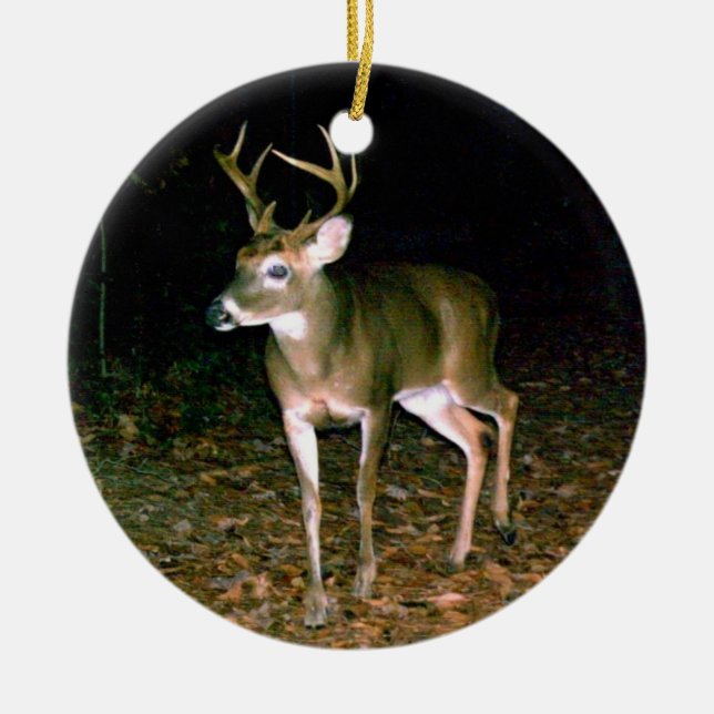 Christmas Buck Deer Ceramic Ornament (Front)