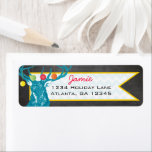 Christmas Buck Deer Chalkboard Return Address Label<br><div class="desc">Cute Vintage Aqua Deer with Brightly Colored Ornaments</div>