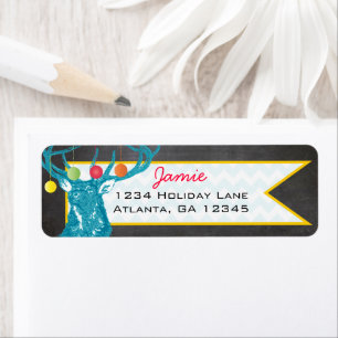 Christmas Buck Deer Chalkboard Return Address Label