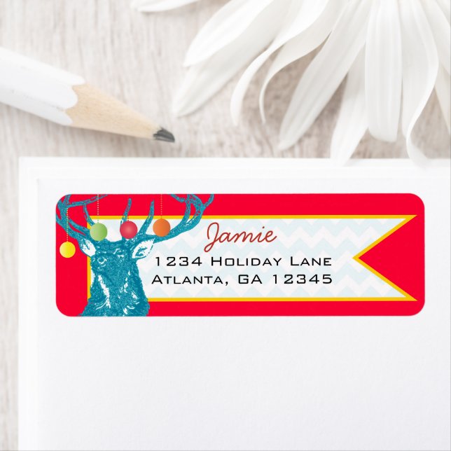 Christmas Buck Deer Return Address Label (Insitu)
