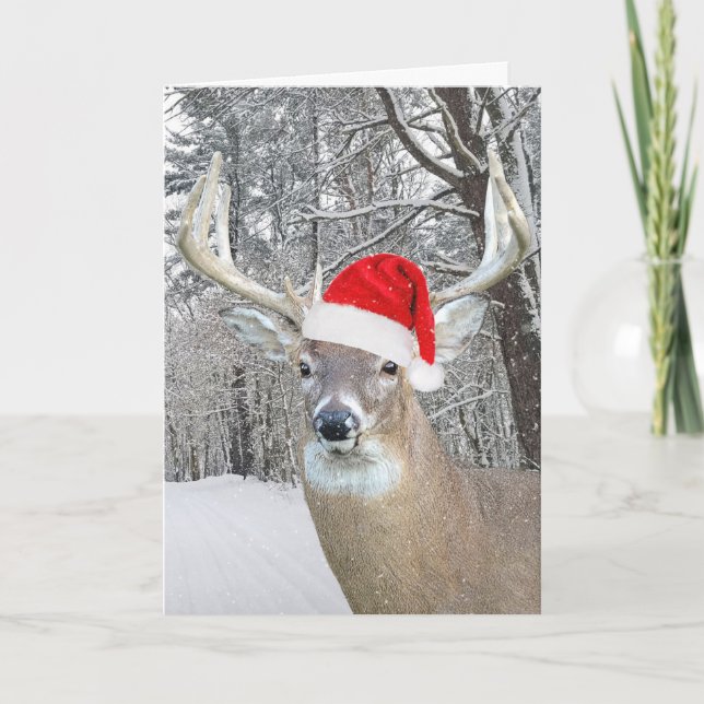 Christmas Buck in snowflakes Holiday Card (Front)