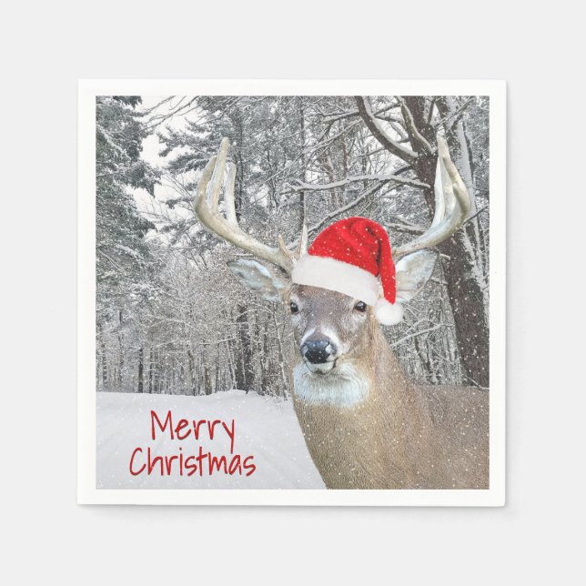 Christmas Buck In Snowflakes Napkins (Front)