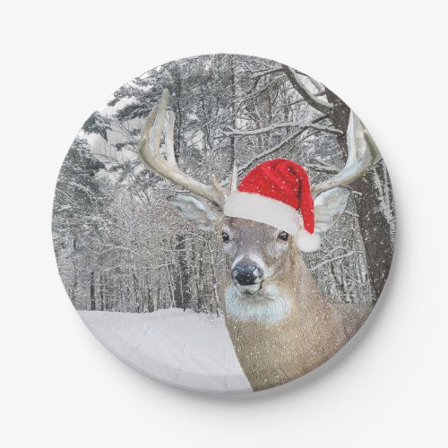 Christmas Buck In Snowflakes Paper Plates