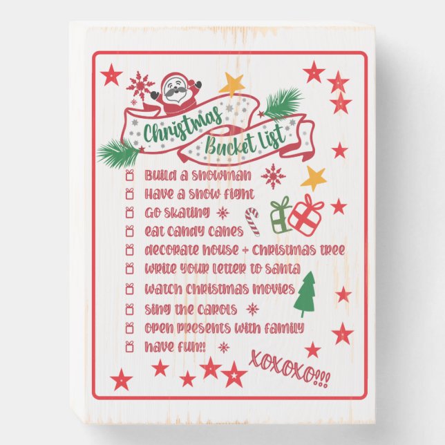 Christmas Bucket List Wooden Sign  (Front Vertical)