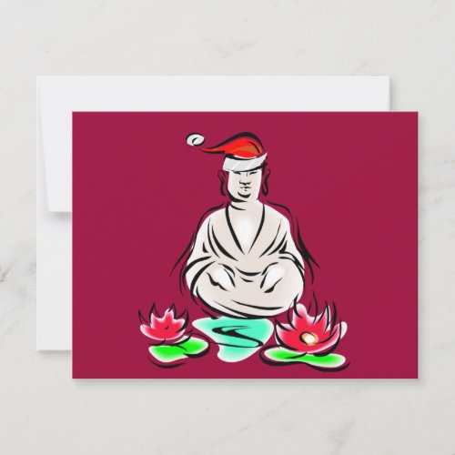 Christmas Buddha drawing Holiday Card