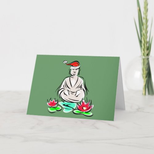 Christmas Buddha drawing Holiday Card