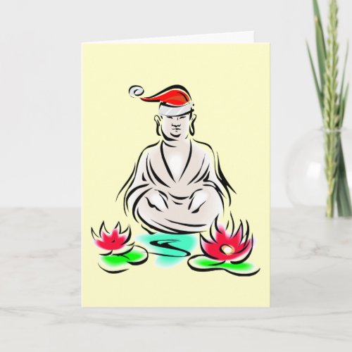 Christmas Buddha drawing Holiday Card