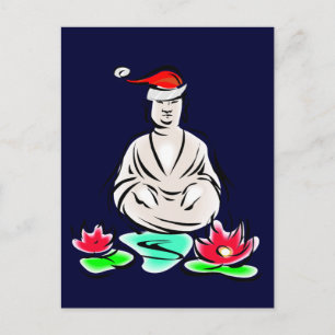 Christmas Buddha drawing Holiday Postcard
