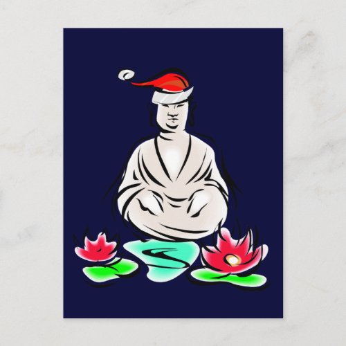 Christmas Buddha drawing Holiday Postcard