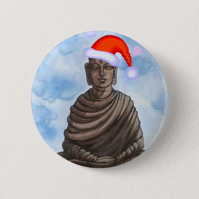 Christmas Buddha! Pinback Button (Front)